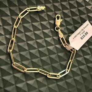 Elegant 4mm Gold Chain Paper-Clip  📎 Bracelet 7”